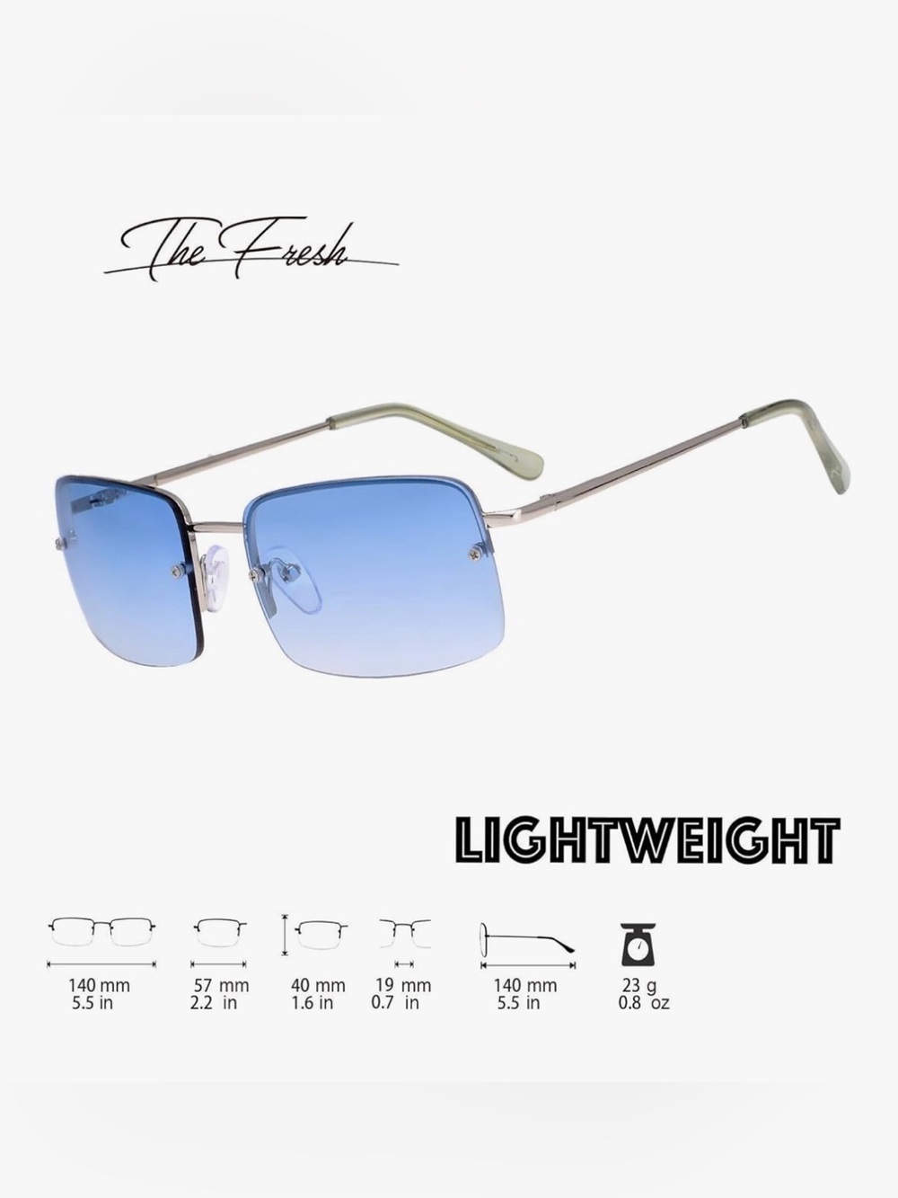 Women’s Blue Gradient Rimless Sunglasses - Picture 1 of 3